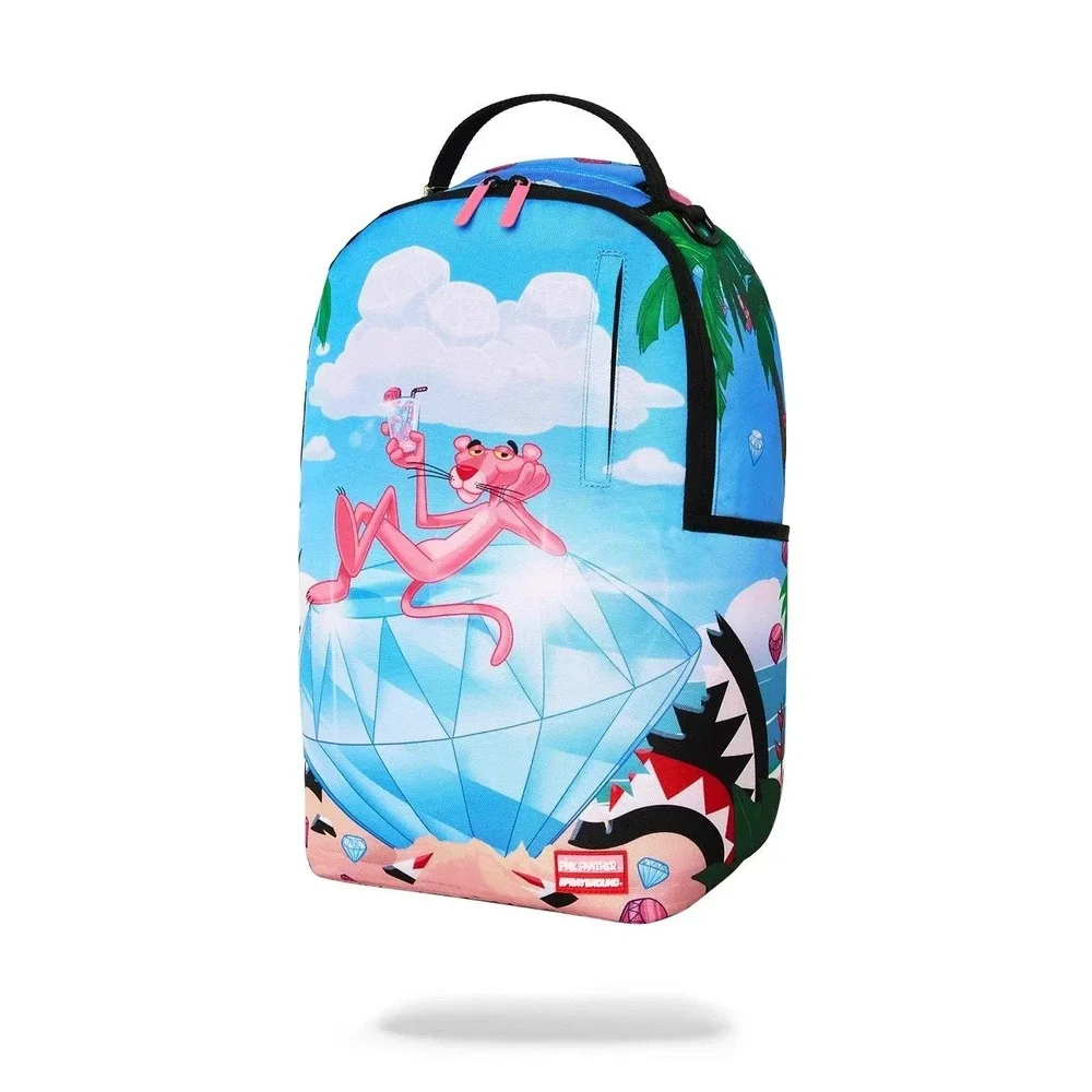 Sprayground Pink Panther Big OL' Diamond Backpack Unisex Blue Outdoor Bag